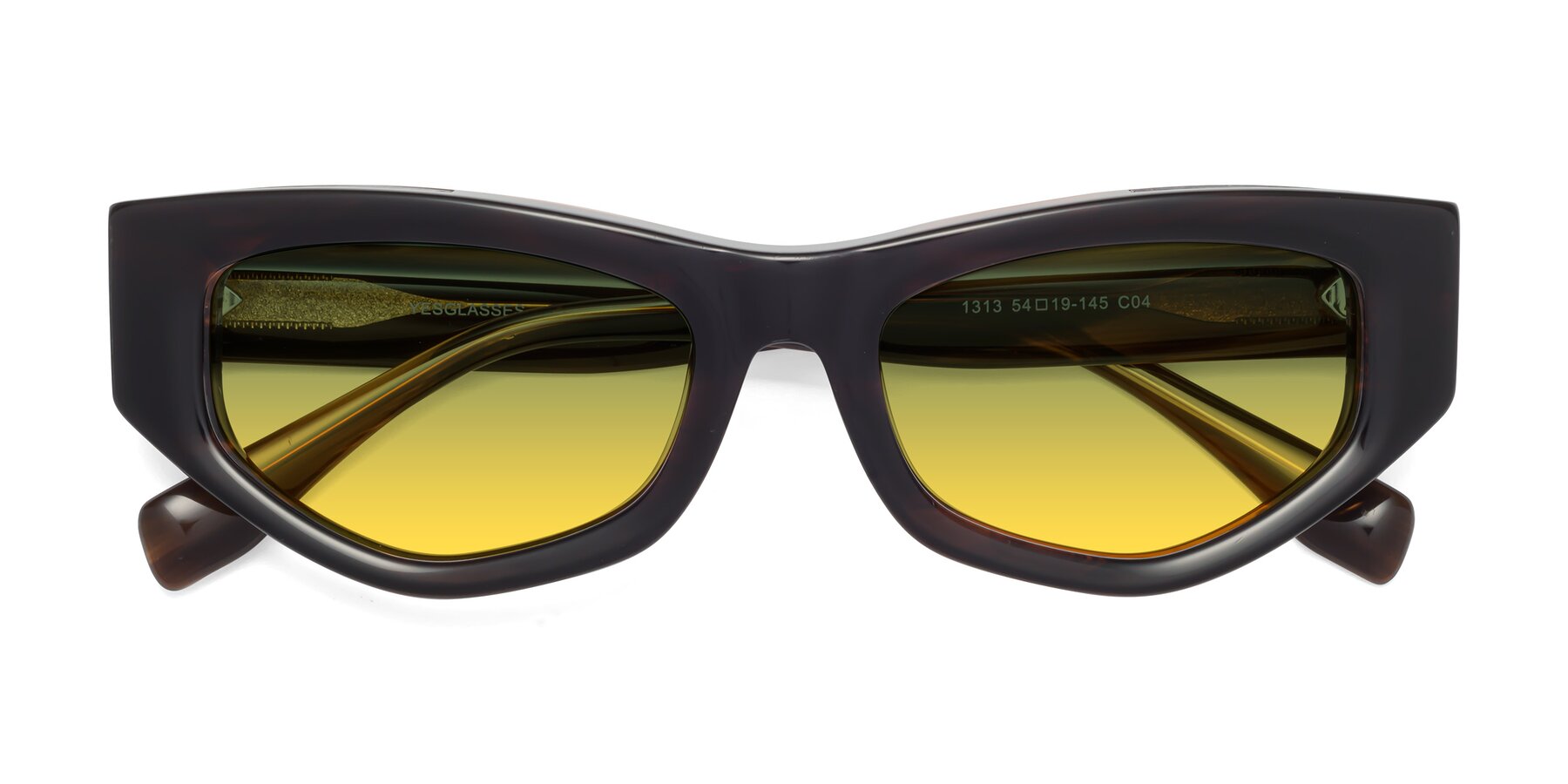 Folded Front of 1313 in Brown with Green / Yellow Gradient Lenses