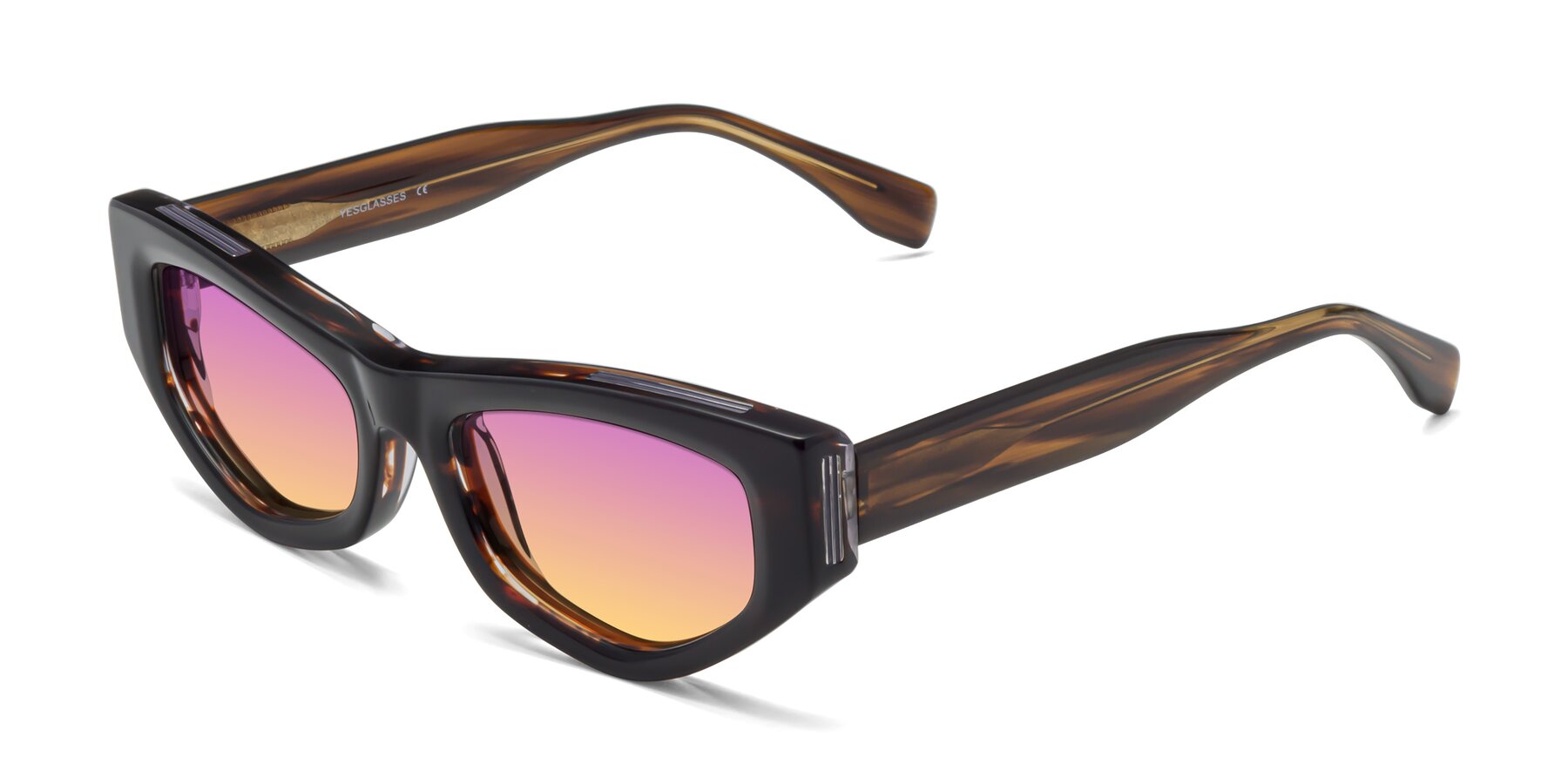 Angle of 1313 in Brown with Purple / Yellow Gradient Lenses