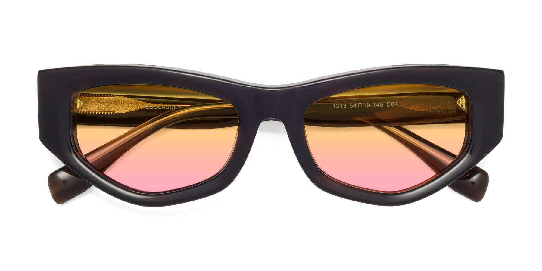 Folded Front of 1313 in Brown with Yellow / Pink Gradient Lenses