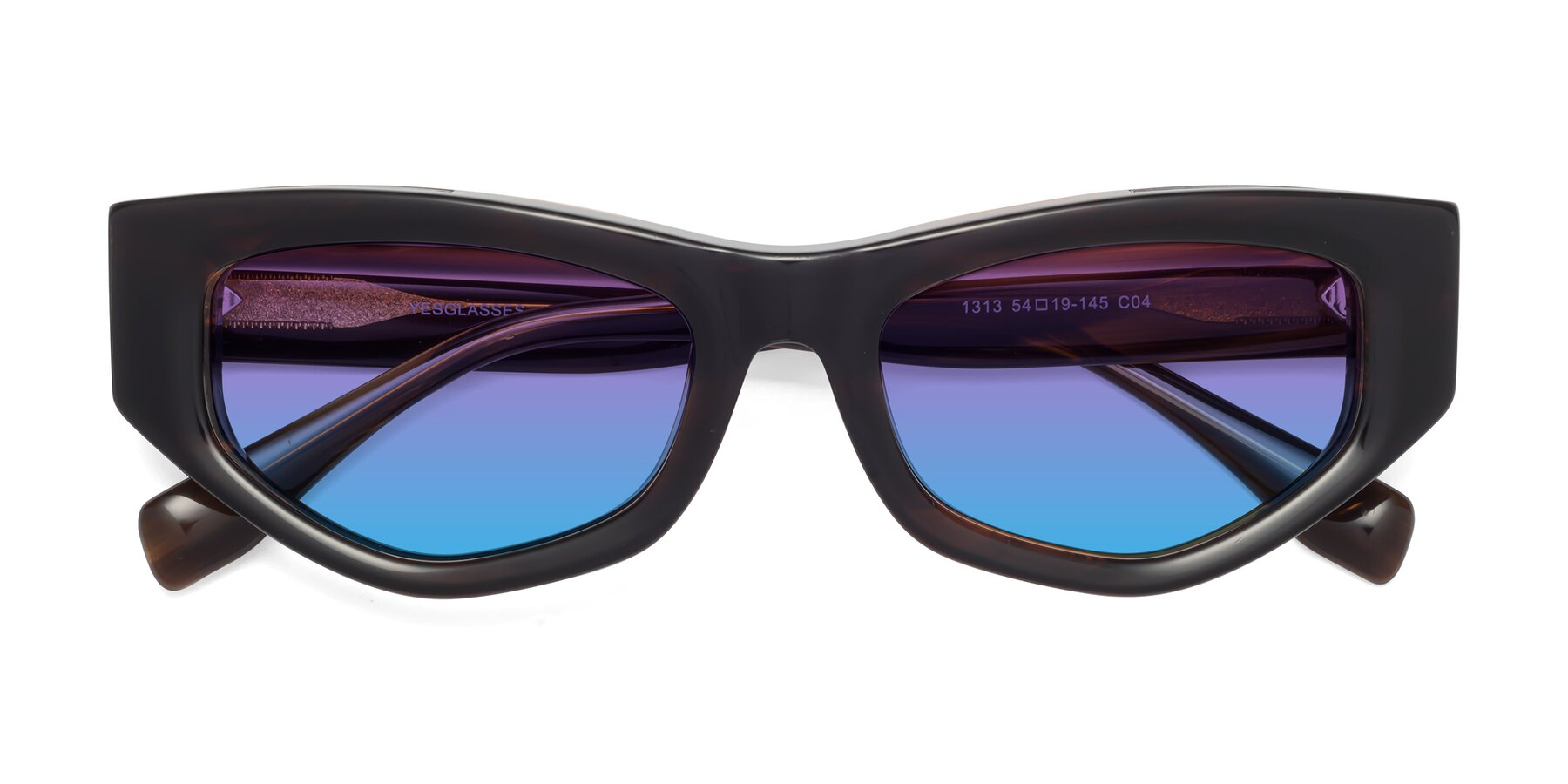 Folded Front of 1313 in Brown with Purple / Blue Gradient Lenses