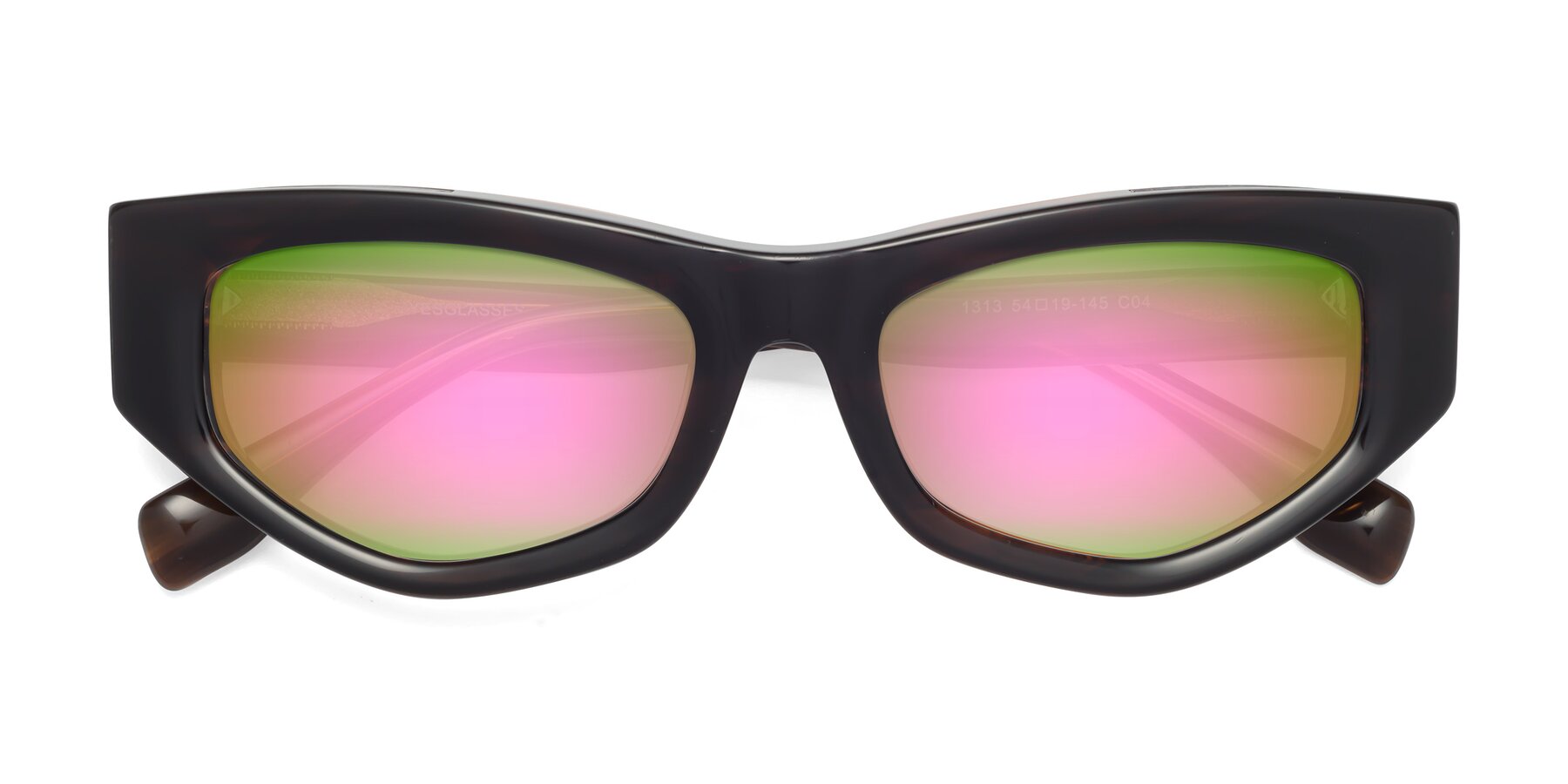 Folded Front of 1313 in Brown with Pink Mirrored Lenses