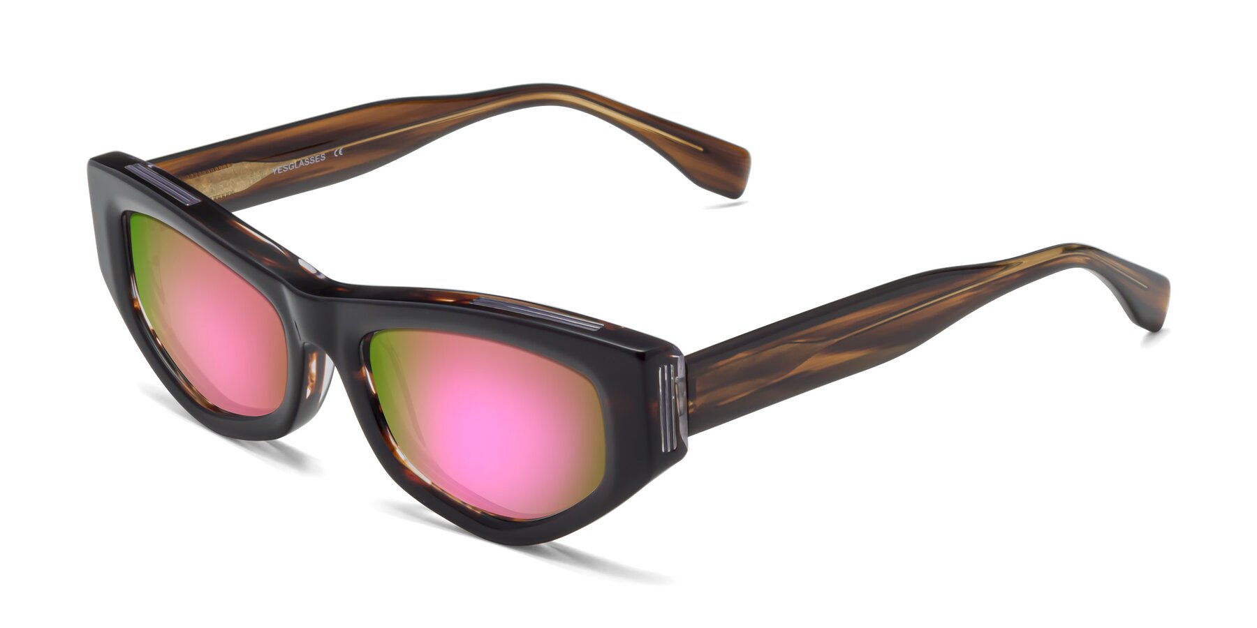 Angle of 1313 in Brown with Pink Mirrored Lenses