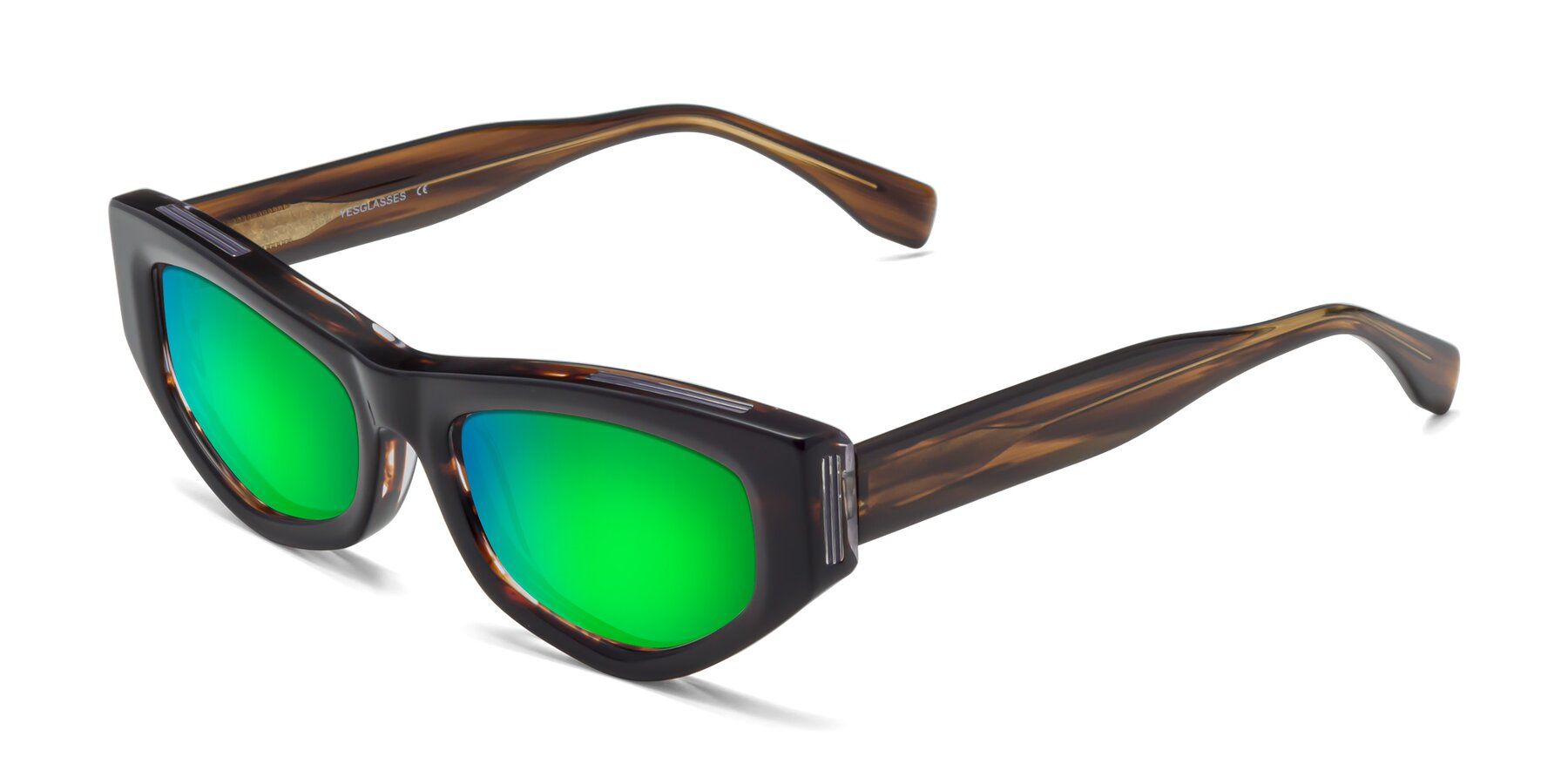 Angle of 1313 in Brown with Green Mirrored Lenses