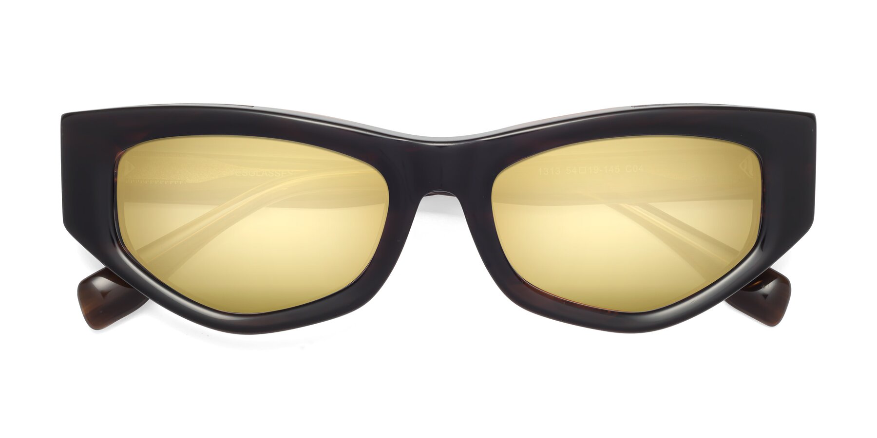 Folded Front of 1313 in Brown with Gold Mirrored Lenses