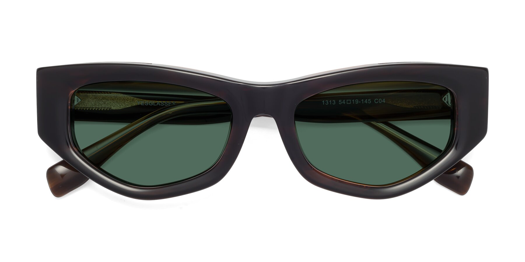 Folded Front of 1313 in Brown with Green Polarized Lenses
