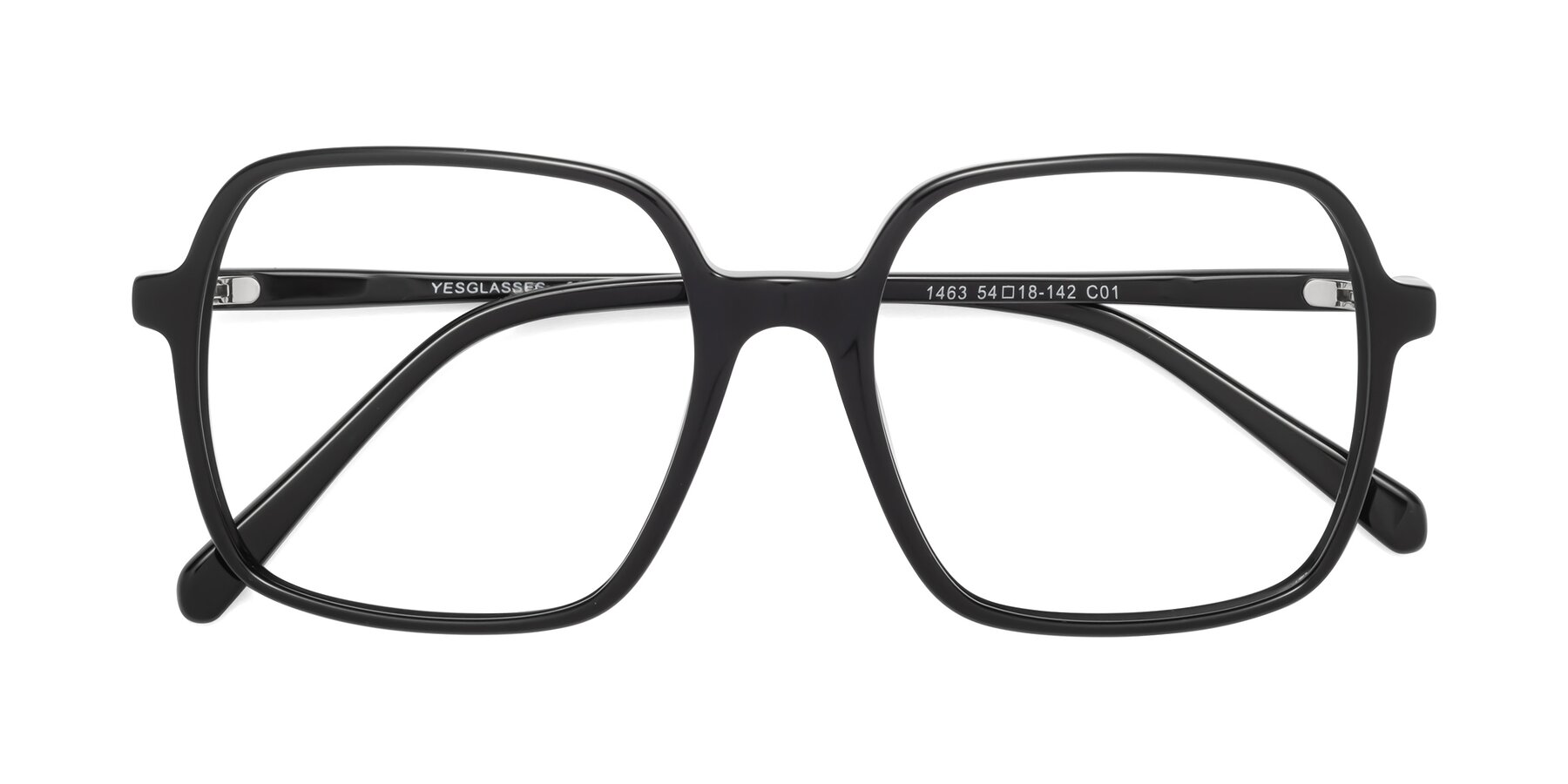 Folded Front of 1463 in Black with Clear Reading Eyeglass Lenses