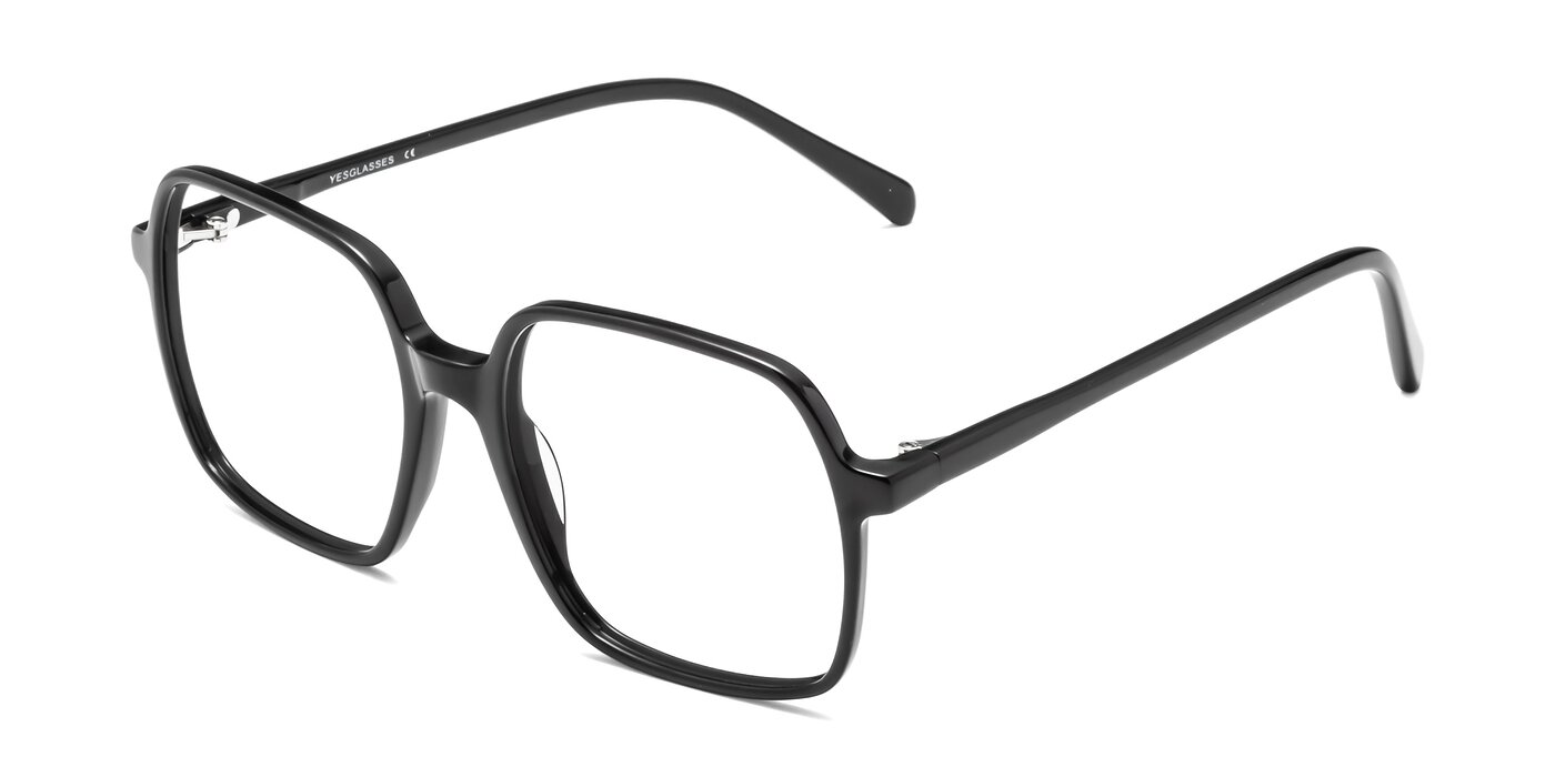 Black Oversized Lightweight Square Eyeglasses - 1463