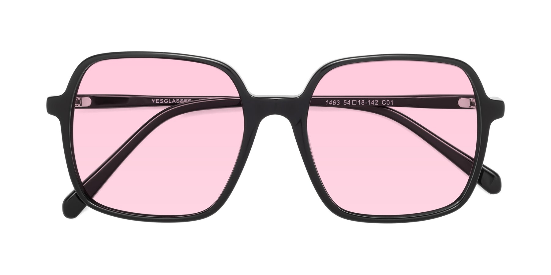 Folded Front of 1463 in Black with Light Pink Tinted Lenses