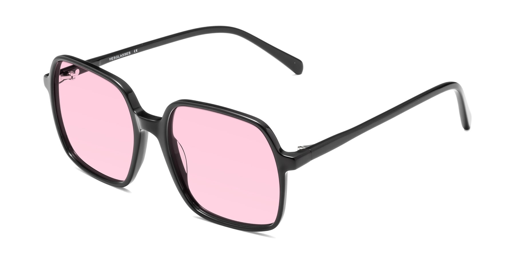 Angle of 1463 in Black with Light Pink Tinted Lenses