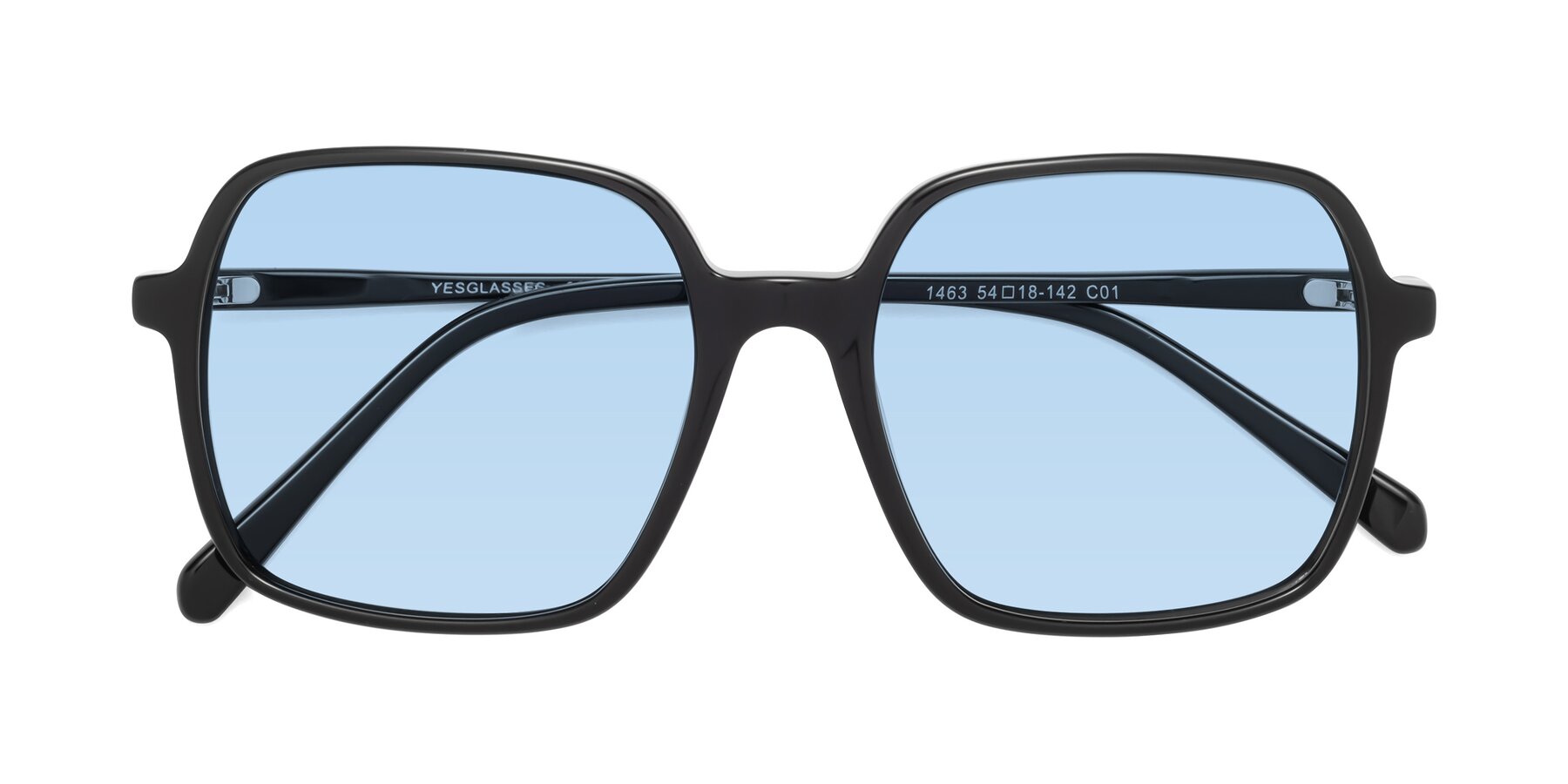 Folded Front of 1463 in Black with Light Blue Tinted Lenses