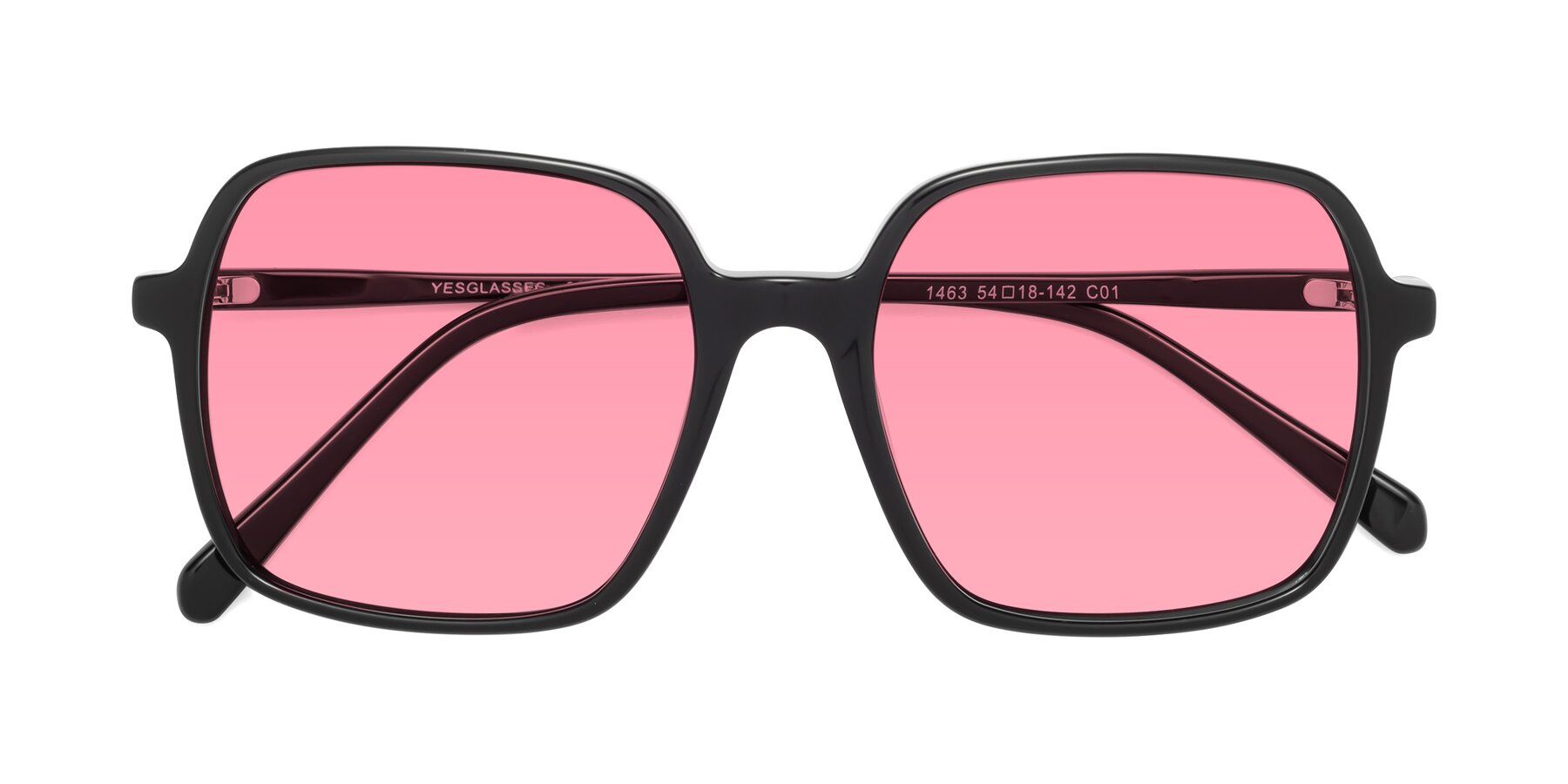 Folded Front of 1463 in Black with Pink Tinted Lenses