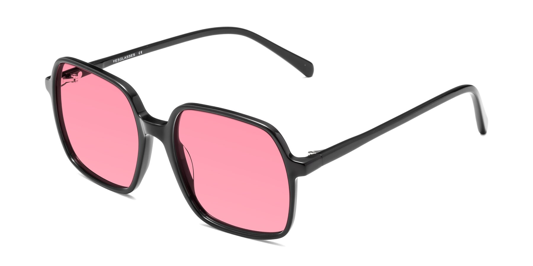 Angle of 1463 in Black with Pink Tinted Lenses