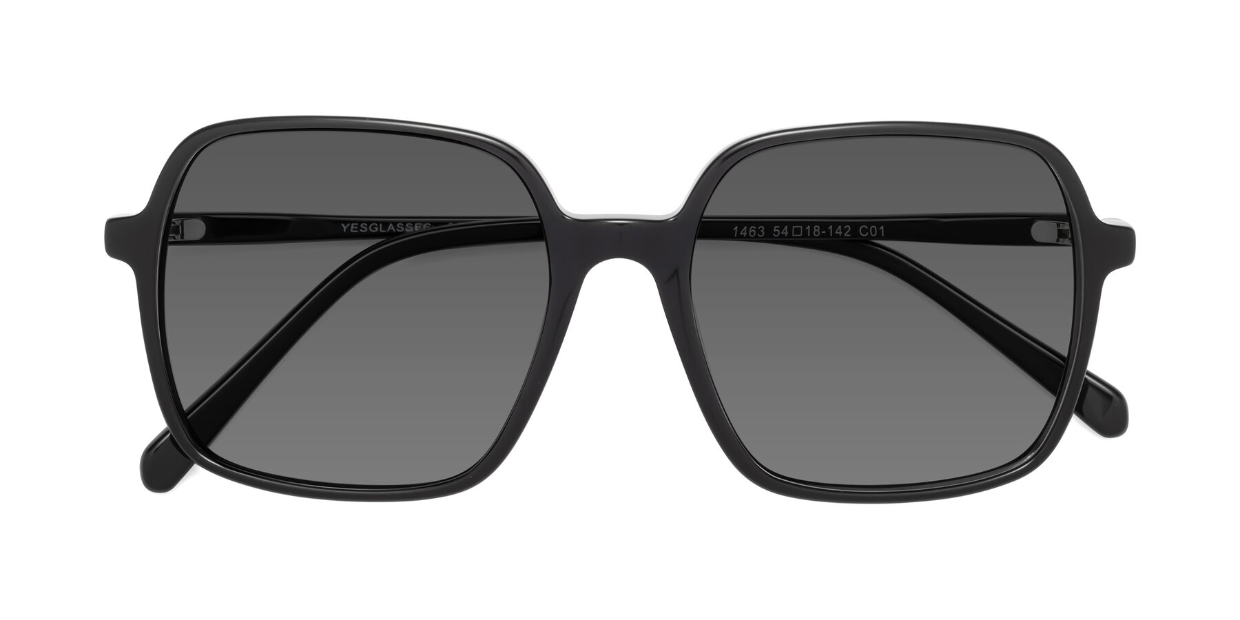 Folded Front of 1463 in Black with Medium Gray Tinted Lenses