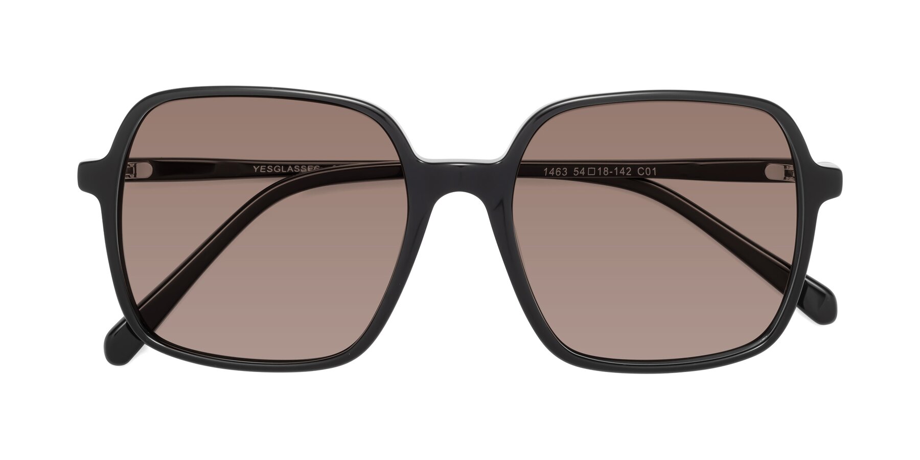Folded Front of 1463 in Black with Medium Brown Tinted Lenses