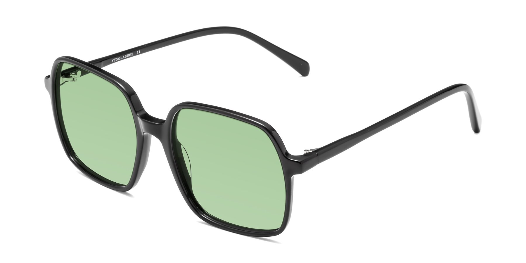 Angle of 1463 in Black with Medium Green Tinted Lenses