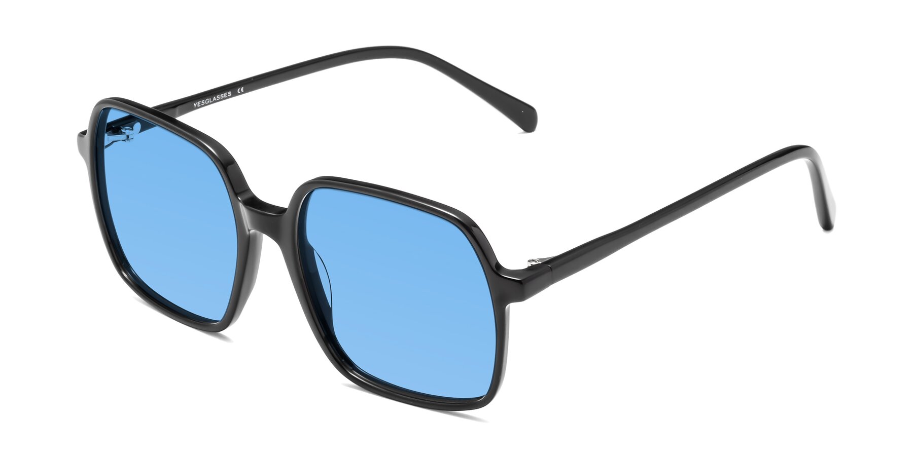 Angle of 1463 in Black with Medium Blue Tinted Lenses