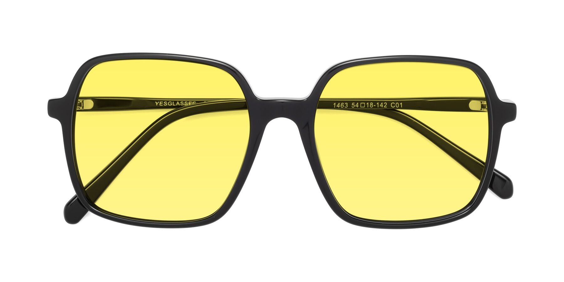 Folded Front of 1463 in Black with Medium Yellow Tinted Lenses