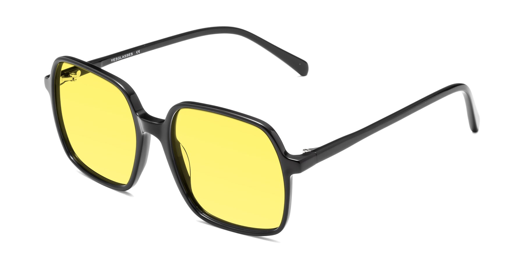 Angle of 1463 in Black with Medium Yellow Tinted Lenses