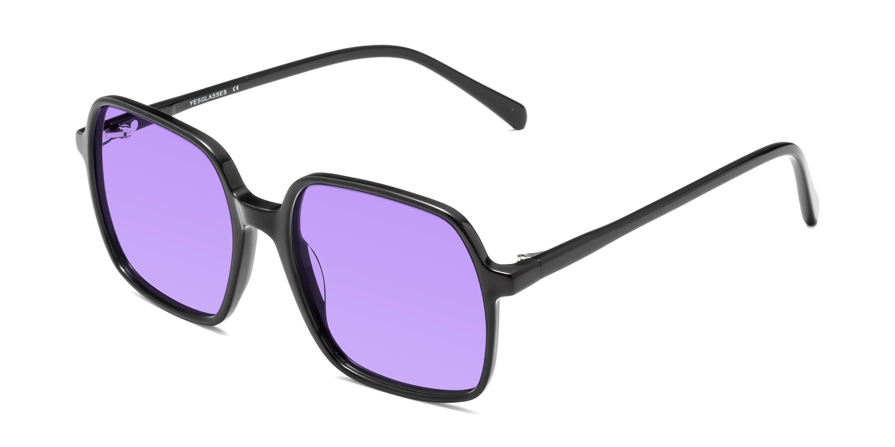 Angle of 1463 in Black with Medium Purple Tinted Lenses