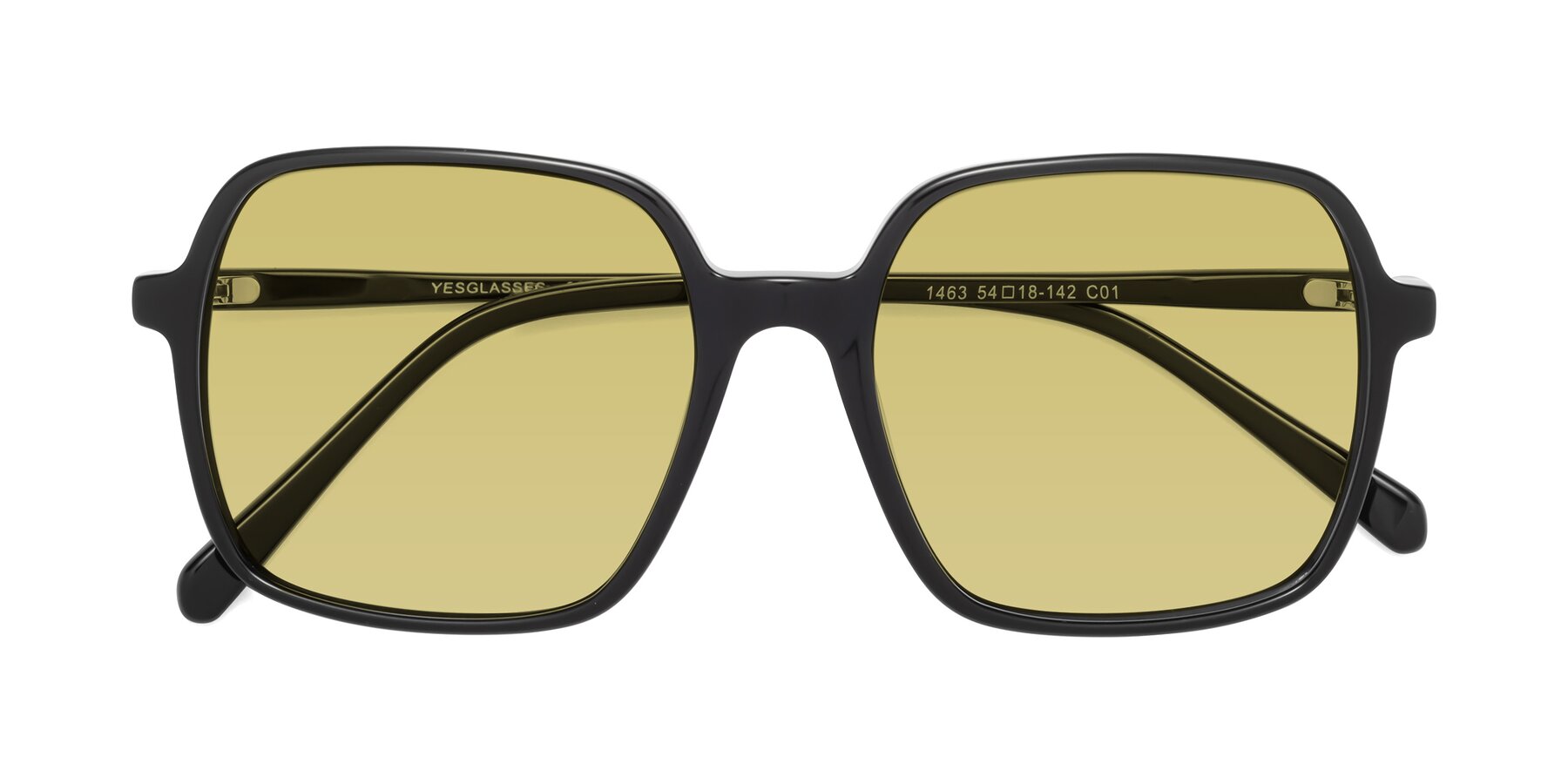 Folded Front of 1463 in Black with Medium Champagne Tinted Lenses