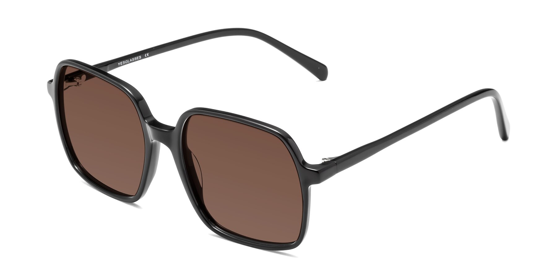 Angle of 1463 in Black with Brown Tinted Lenses