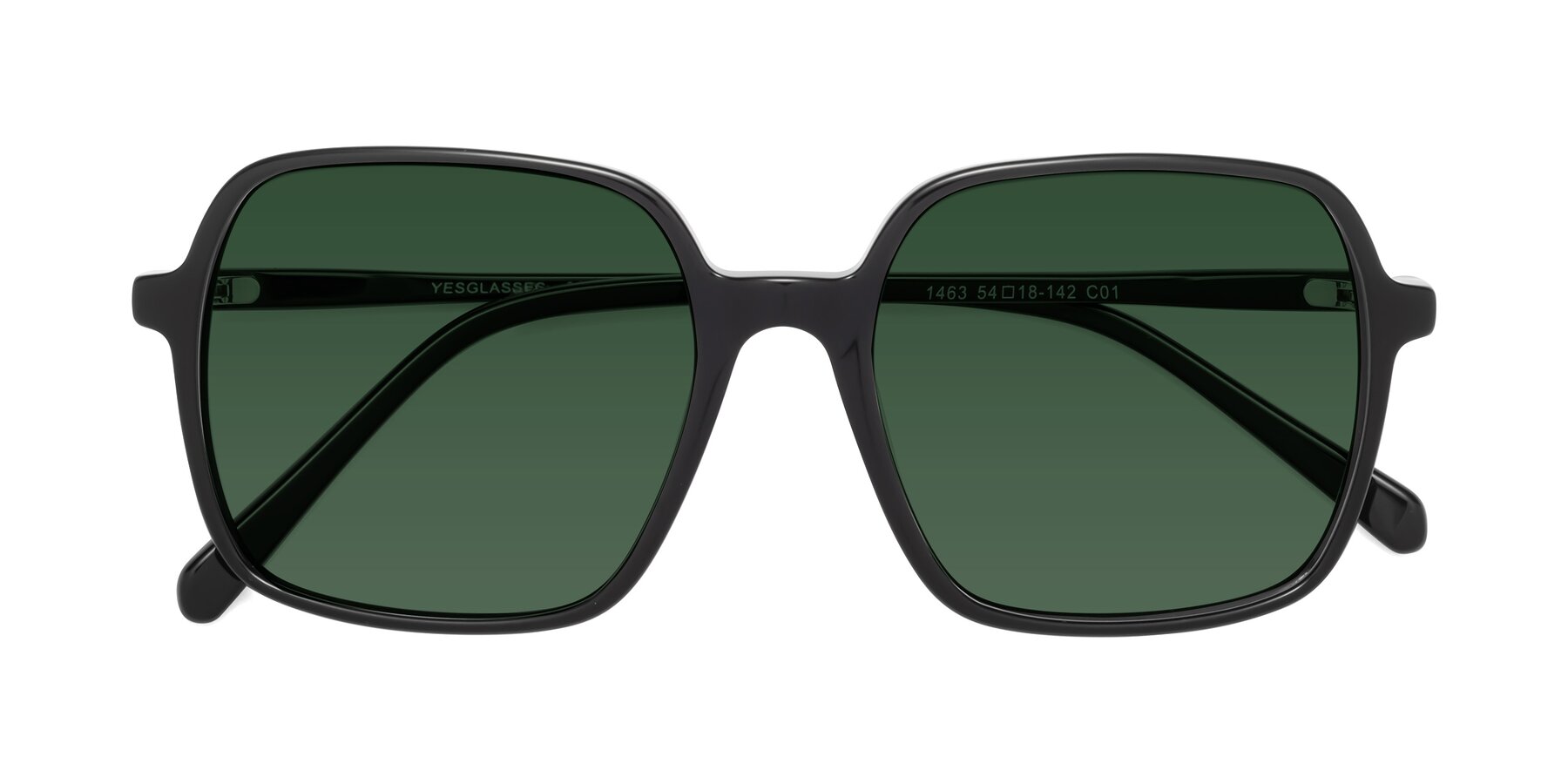 Folded Front of 1463 in Black with Green Tinted Lenses