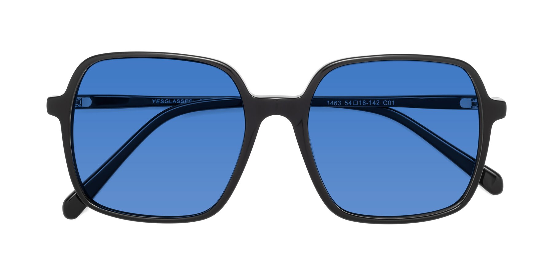Folded Front of 1463 in Black with Blue Tinted Lenses