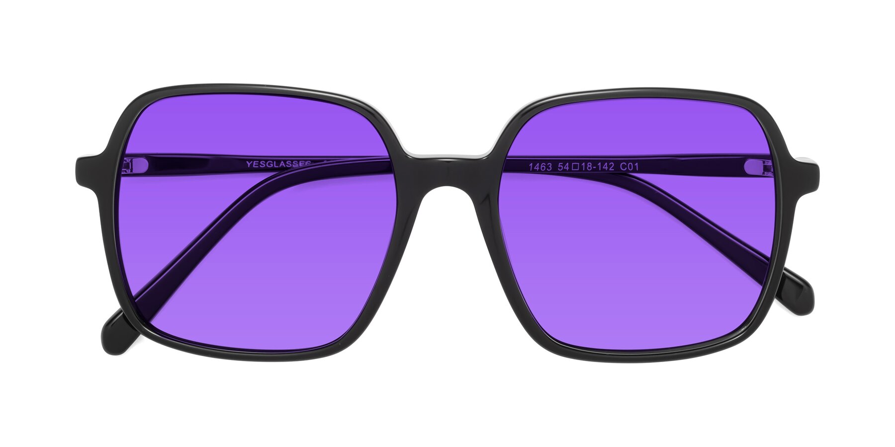 Folded Front of 1463 in Black with Purple Tinted Lenses