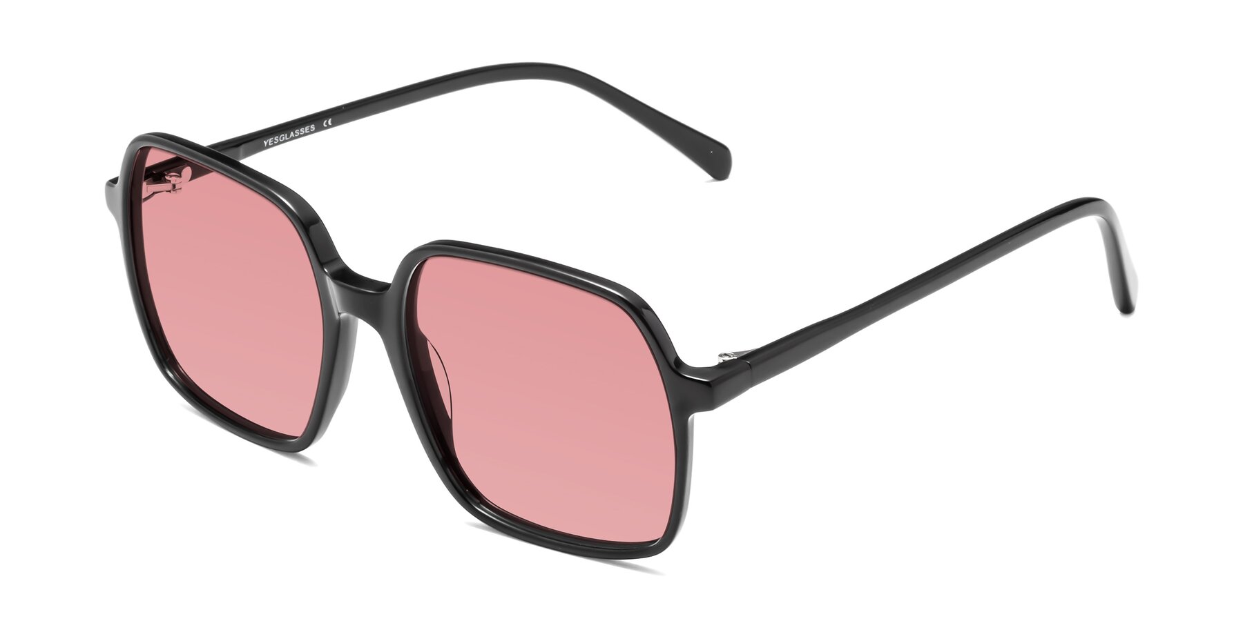 Angle of 1463 in Black with Medium Garnet Tinted Lenses