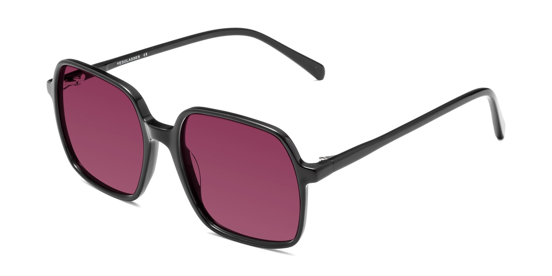 Angle of 1463 in Black with Wine Tinted Lenses