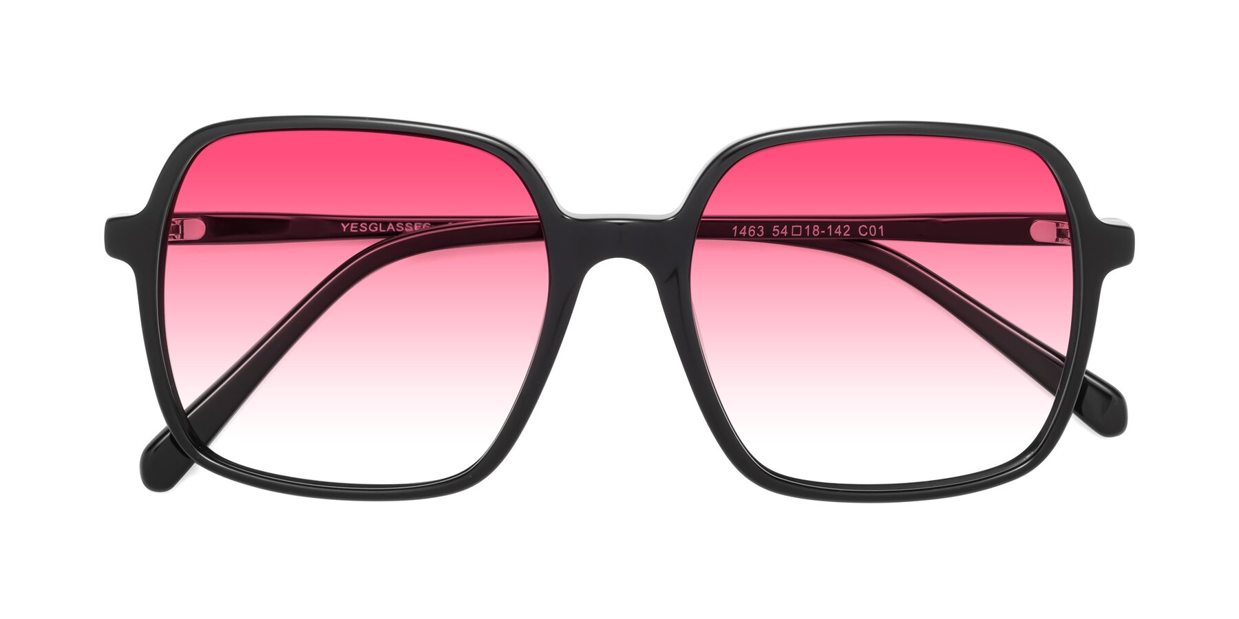 Folded Front of 1463 in Black with Pink Gradient Lenses