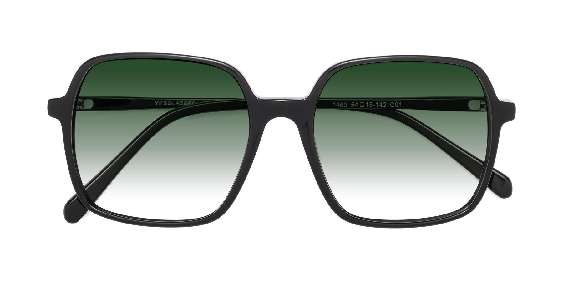 Folded Front of 1463 in Black with Green Gradient Lenses