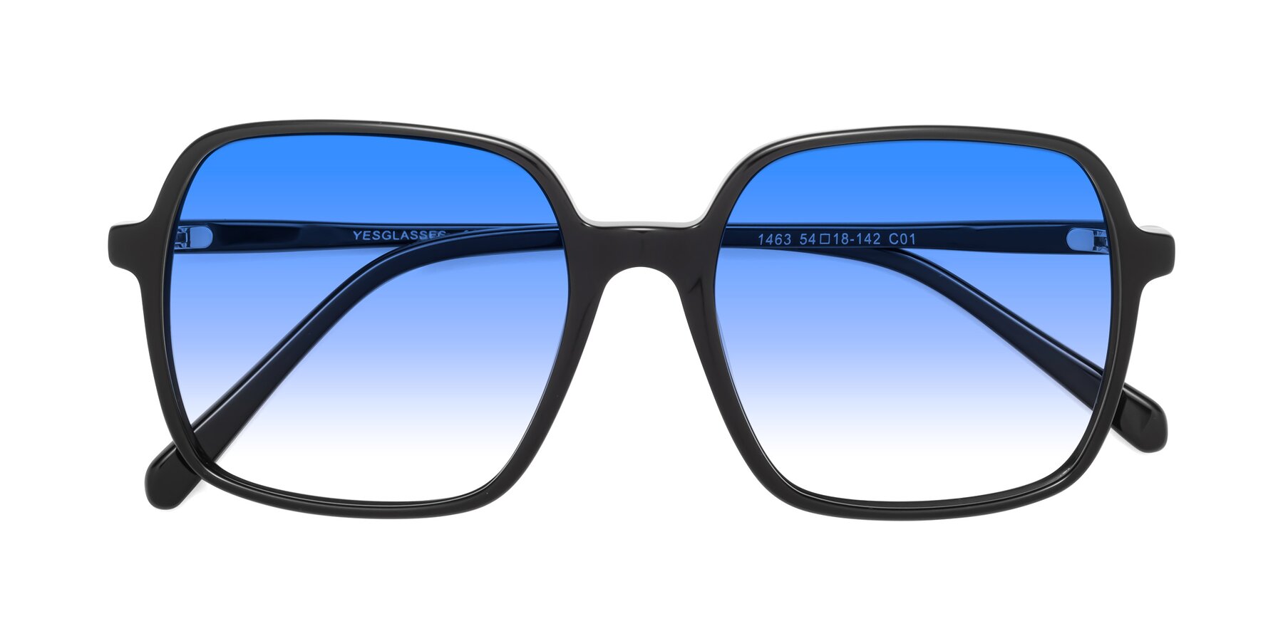 Folded Front of 1463 in Black with Blue Gradient Lenses