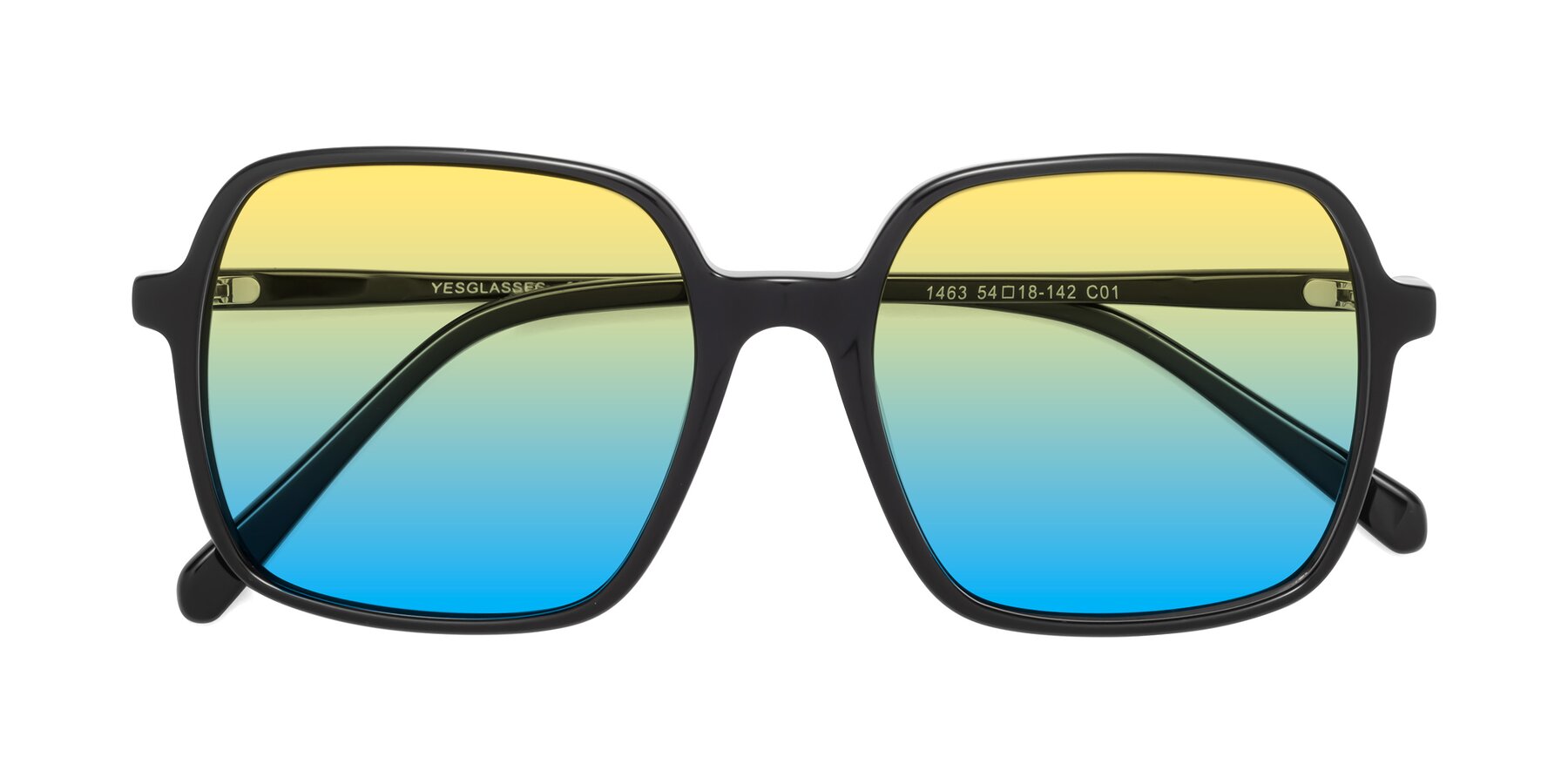 Folded Front of 1463 in Black with Yellow / Blue Gradient Lenses