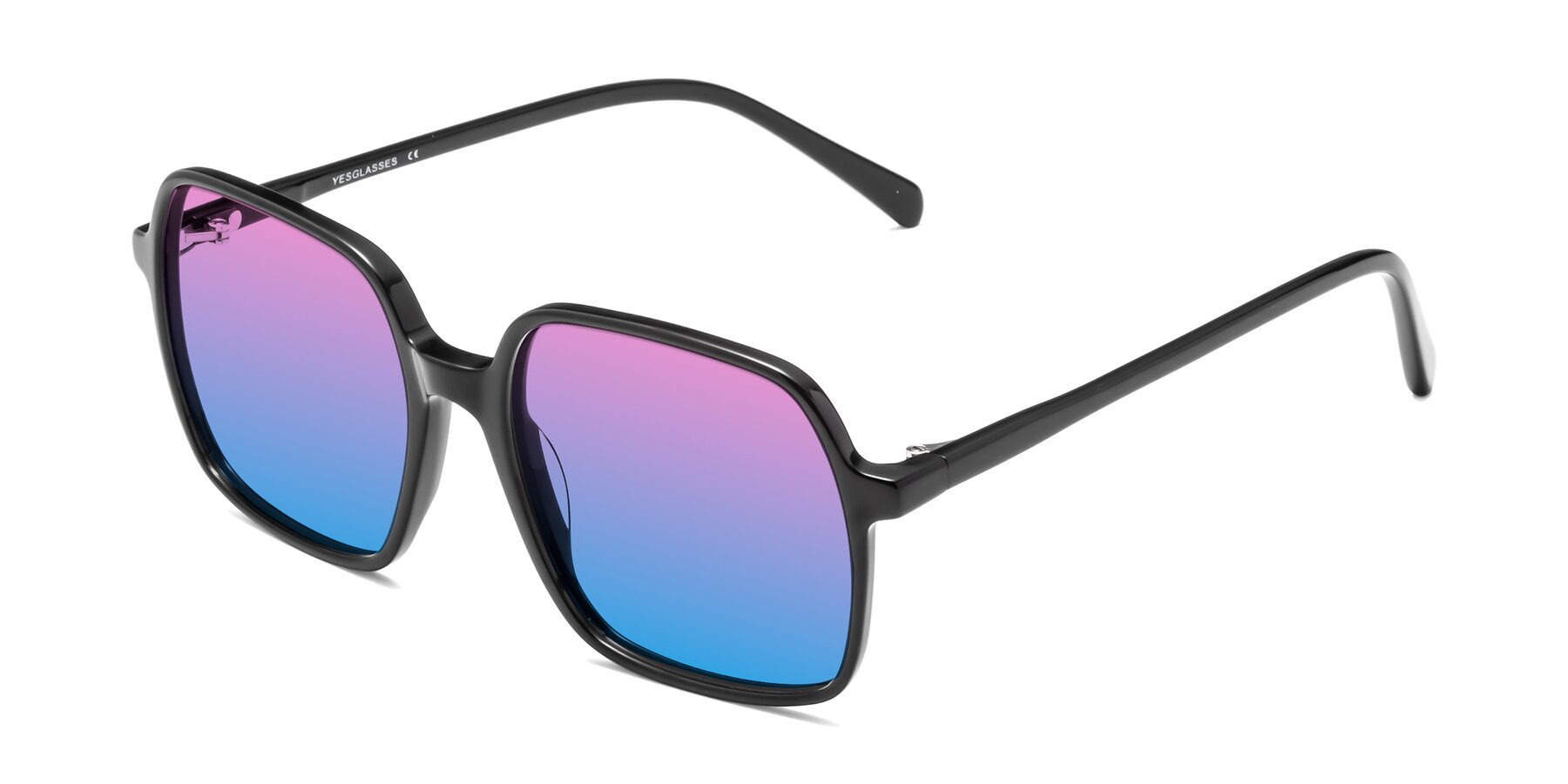 Angle of 1463 in Black with Pink / Blue Gradient Lenses