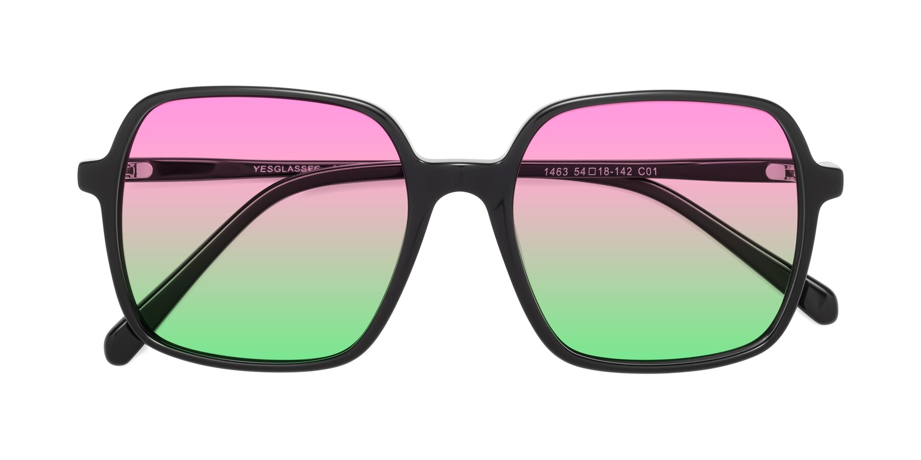 Folded Front of 1463 in Black with Pink / Green Gradient Lenses