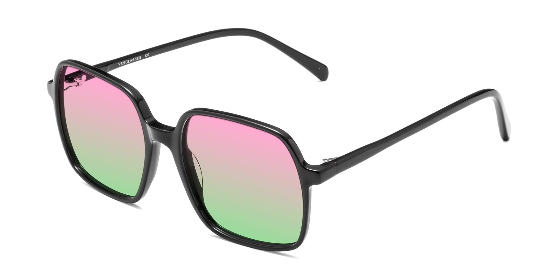 Angle of 1463 in Black with Pink / Green Gradient Lenses