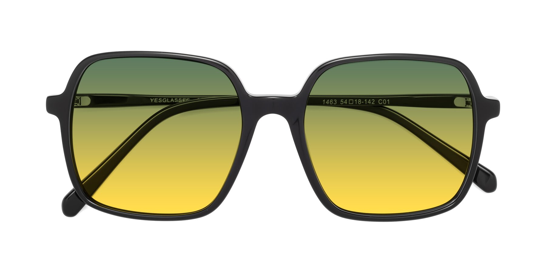 Folded Front of 1463 in Black with Green / Yellow Gradient Lenses