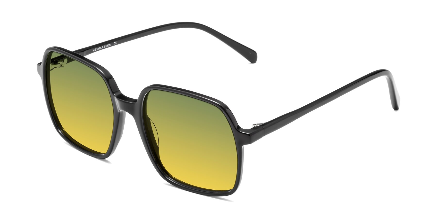 Angle of 1463 in Black with Green / Yellow Gradient Lenses