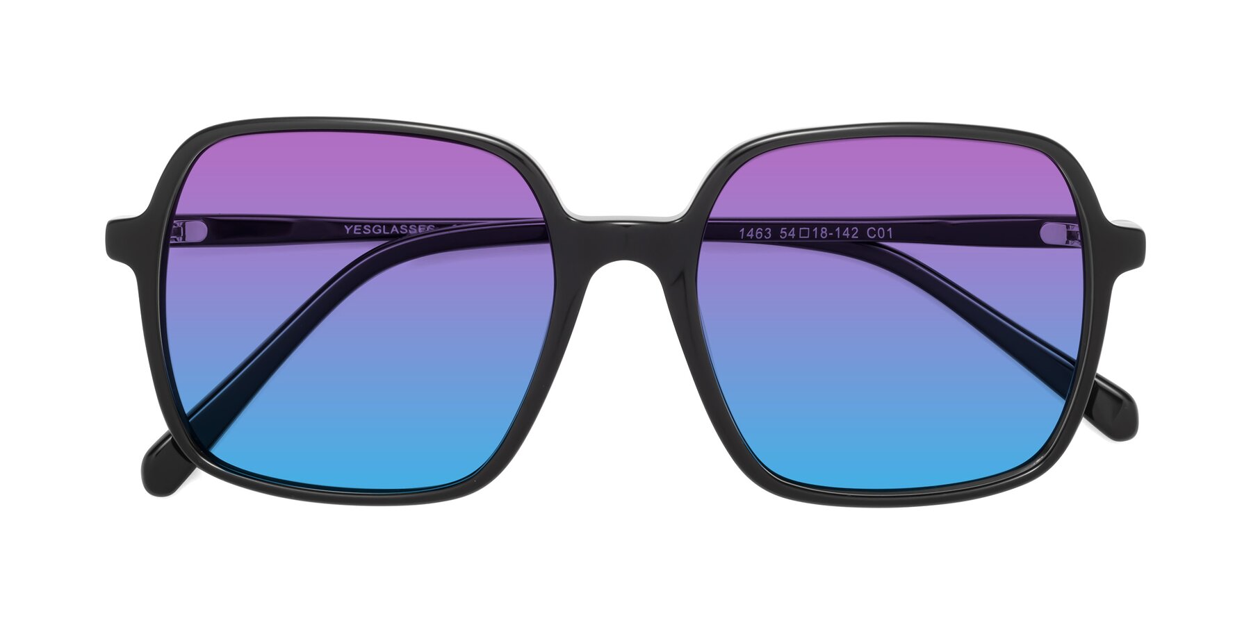 Folded Front of 1463 in Black with Purple / Blue Gradient Lenses