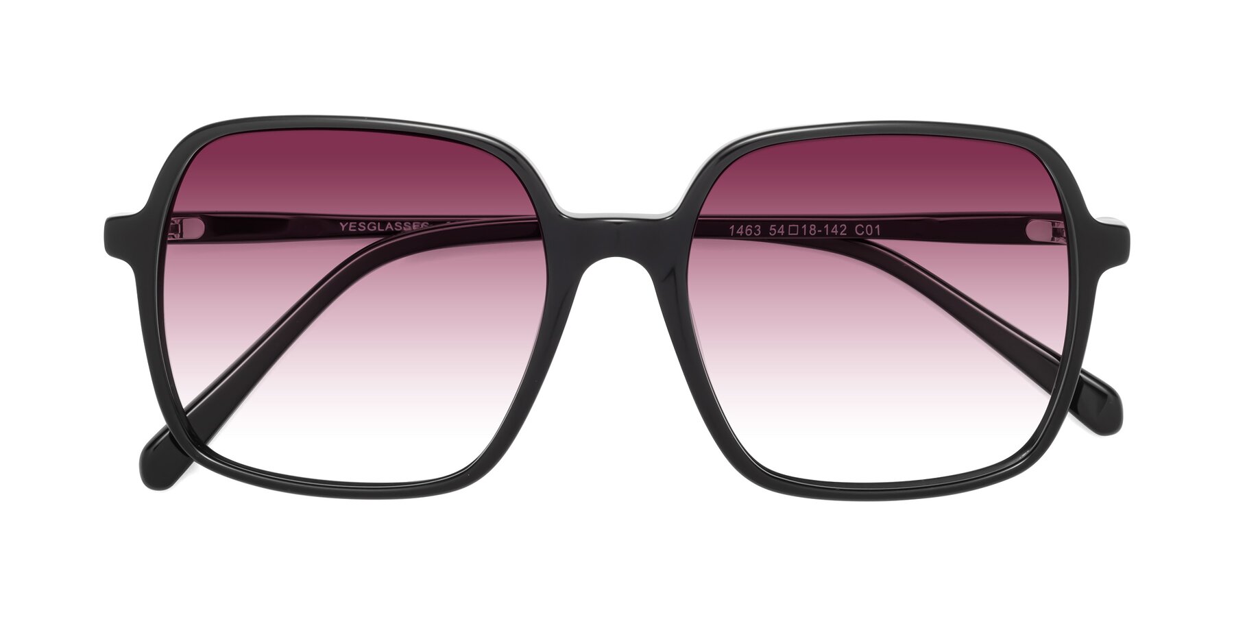 Folded Front of 1463 in Black with Wine Gradient Lenses