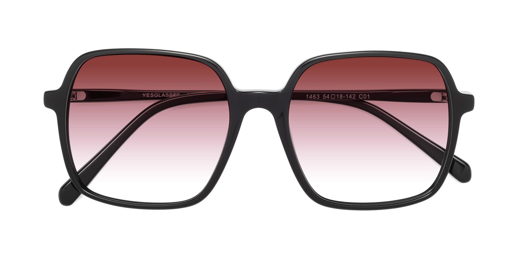 Folded Front of 1463 in Black with Garnet Gradient Lenses