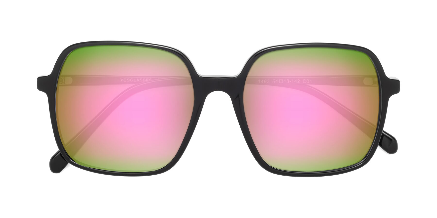 Folded Front of 1463 in Black with Pink Mirrored Lenses