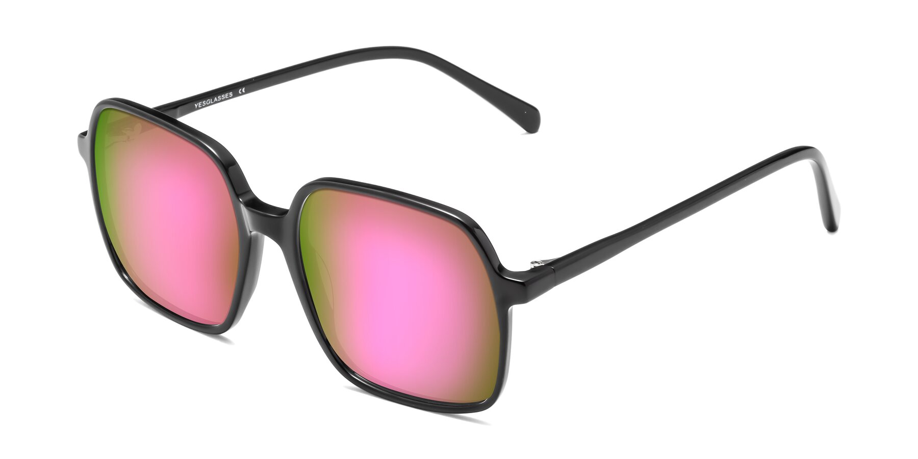 Angle of 1463 in Black with Pink Mirrored Lenses