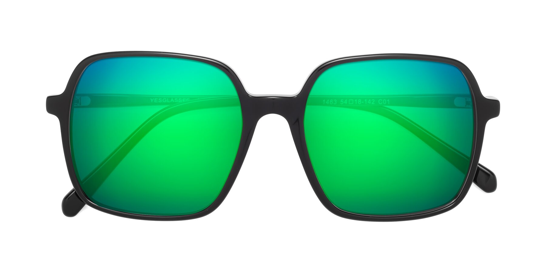 Folded Front of 1463 in Black with Green Mirrored Lenses