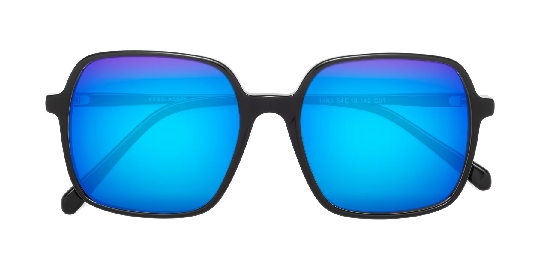 Folded Front of 1463 in Black with Blue Mirrored Lenses