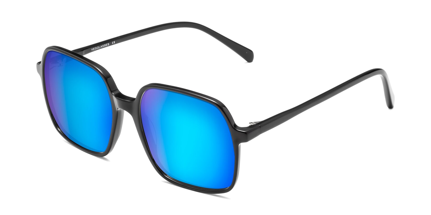 Angle of 1463 in Black with Blue Mirrored Lenses