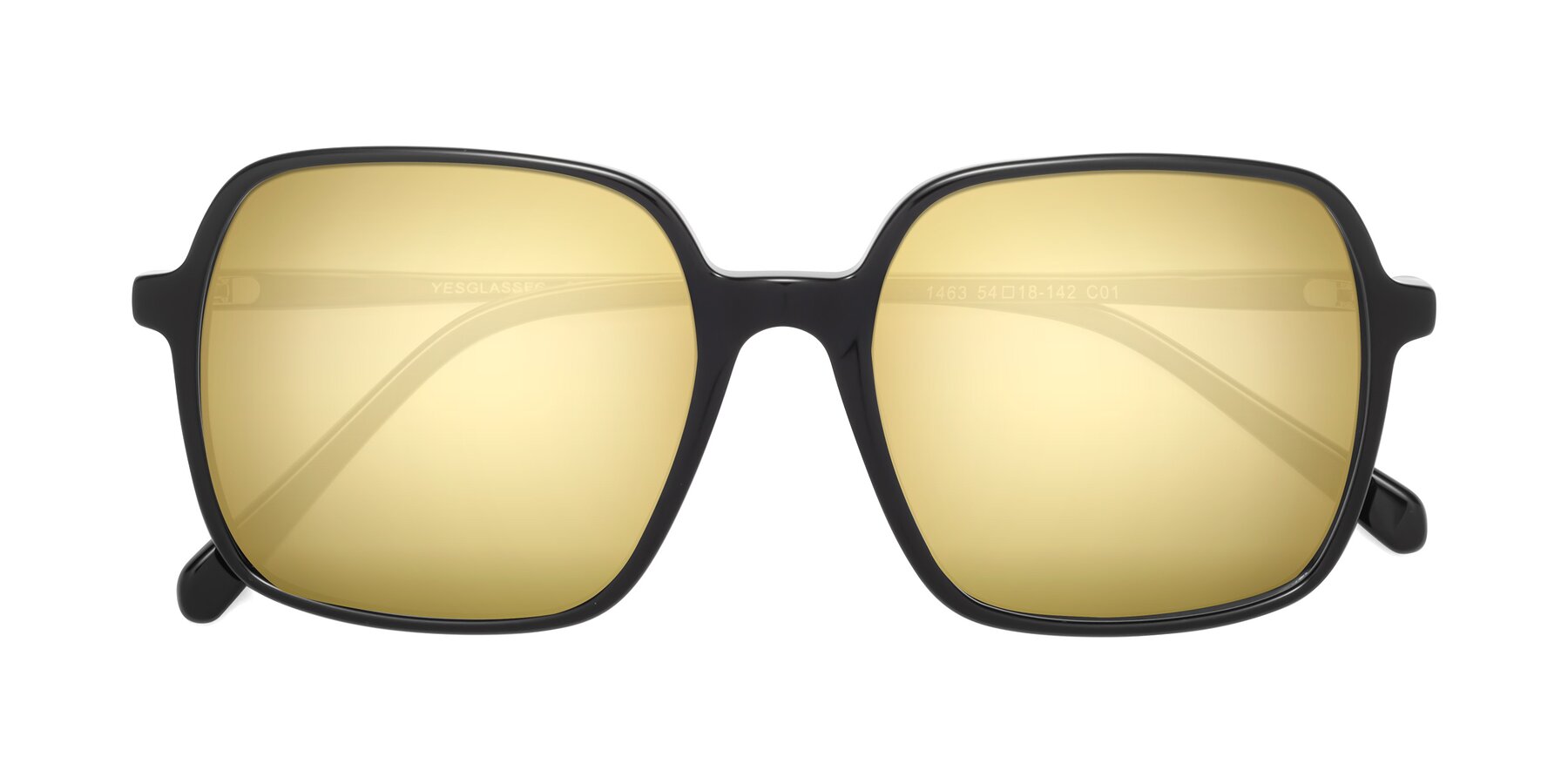 Folded Front of 1463 in Black with Gold Mirrored Lenses