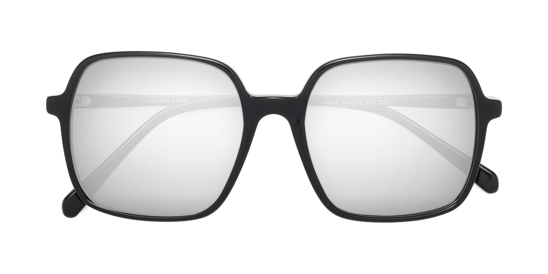 Folded Front of 1463 in Black with Silver Mirrored Lenses
