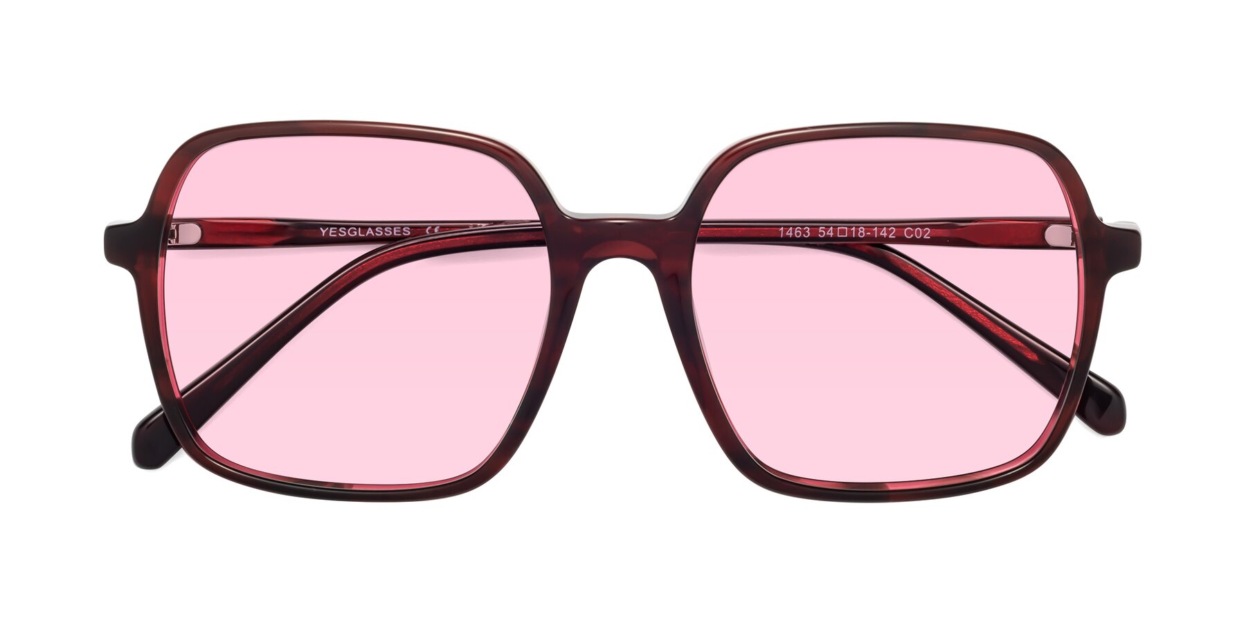 Folded Front of 1463 in Wine with Light Pink Tinted Lenses